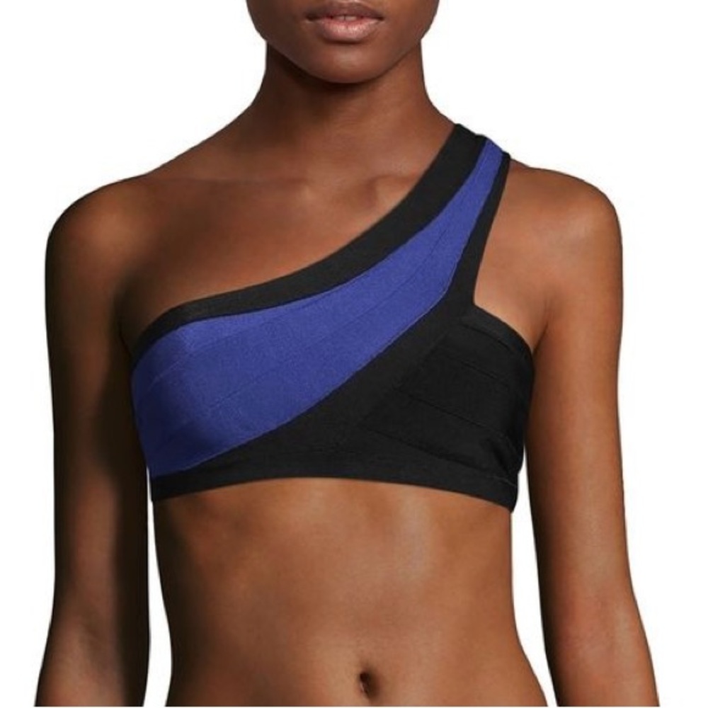 PREOWNED HERVE LEGER BIKINI TOP SZ S
BLACK/ BLUE